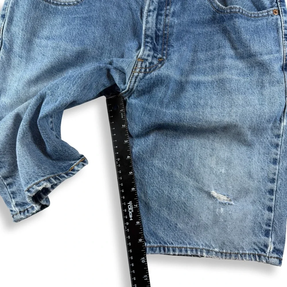 Levi's 505 Men's Denim Shorts W33 Medium Wash Distressed 10